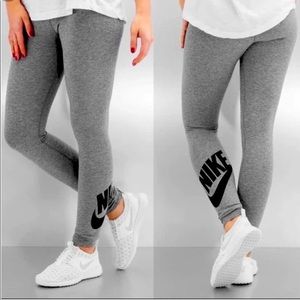 Grey Nike Leggings with Black Logo